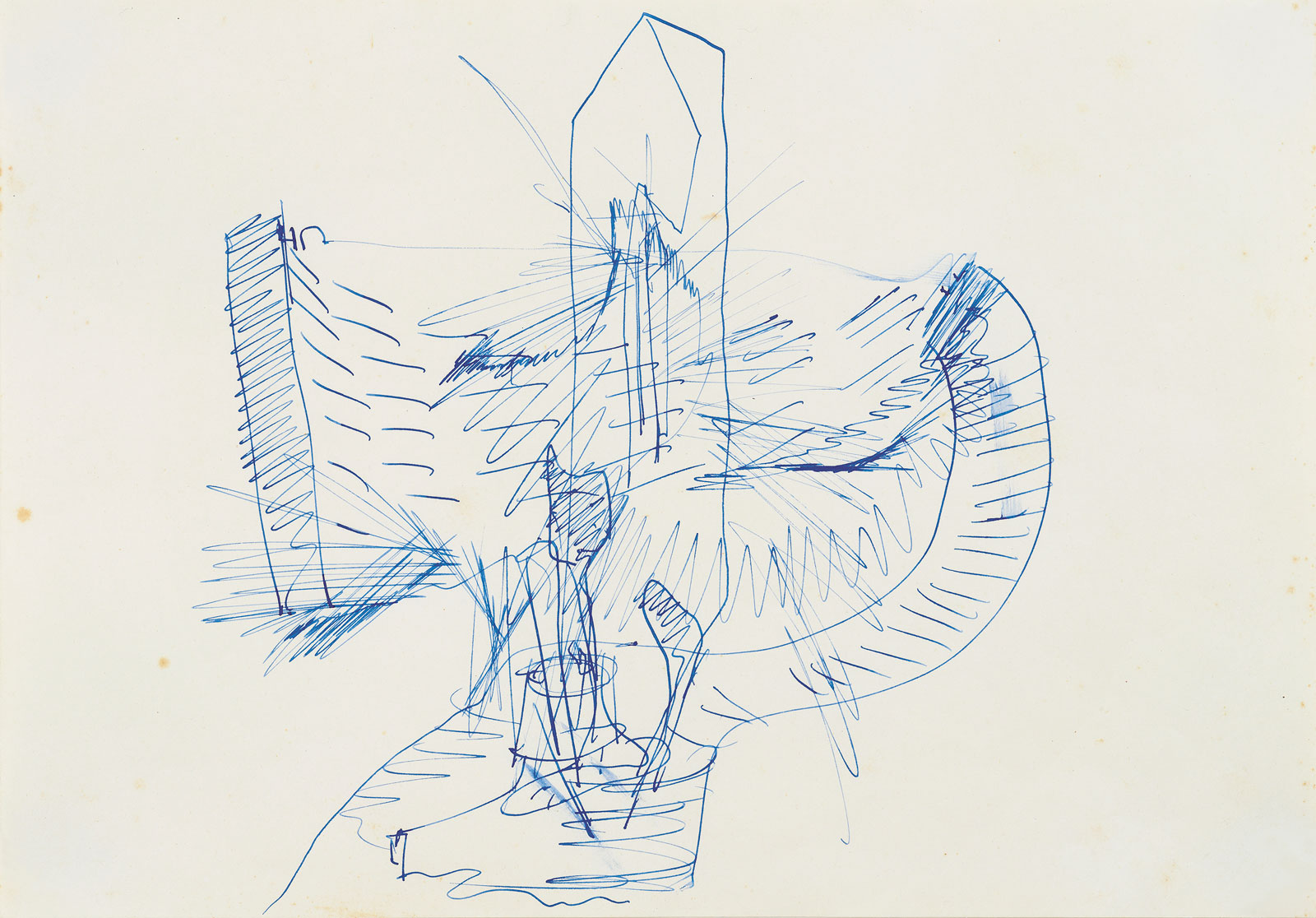 cover_Joseph-Beuys_o.T.-Zeichnung-II,-o.J.-50erJahre,-Blaue-Tinte-auf-Papier,-unsigniert,-Blattgröße-21-x-29,7-cm,-gerahmt-38,5-x-47-cm_vdG